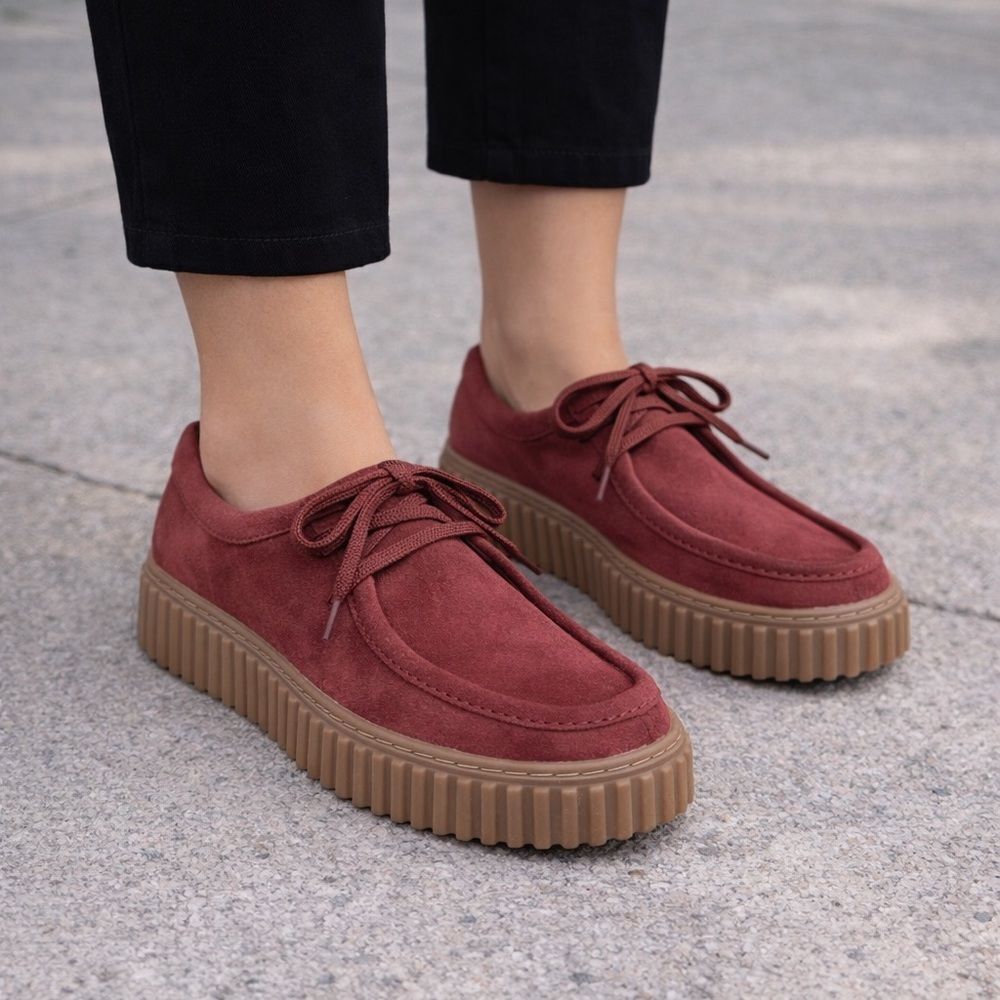 Clarks Suede Leather Chunky Platform Shoes Classic Retro Style $160 New